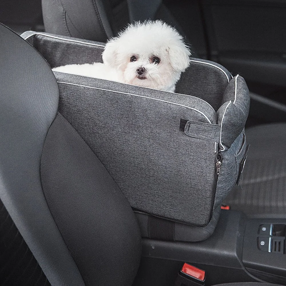 Portable Dog Car Seat & Armrest Booster Bed for Small Pets