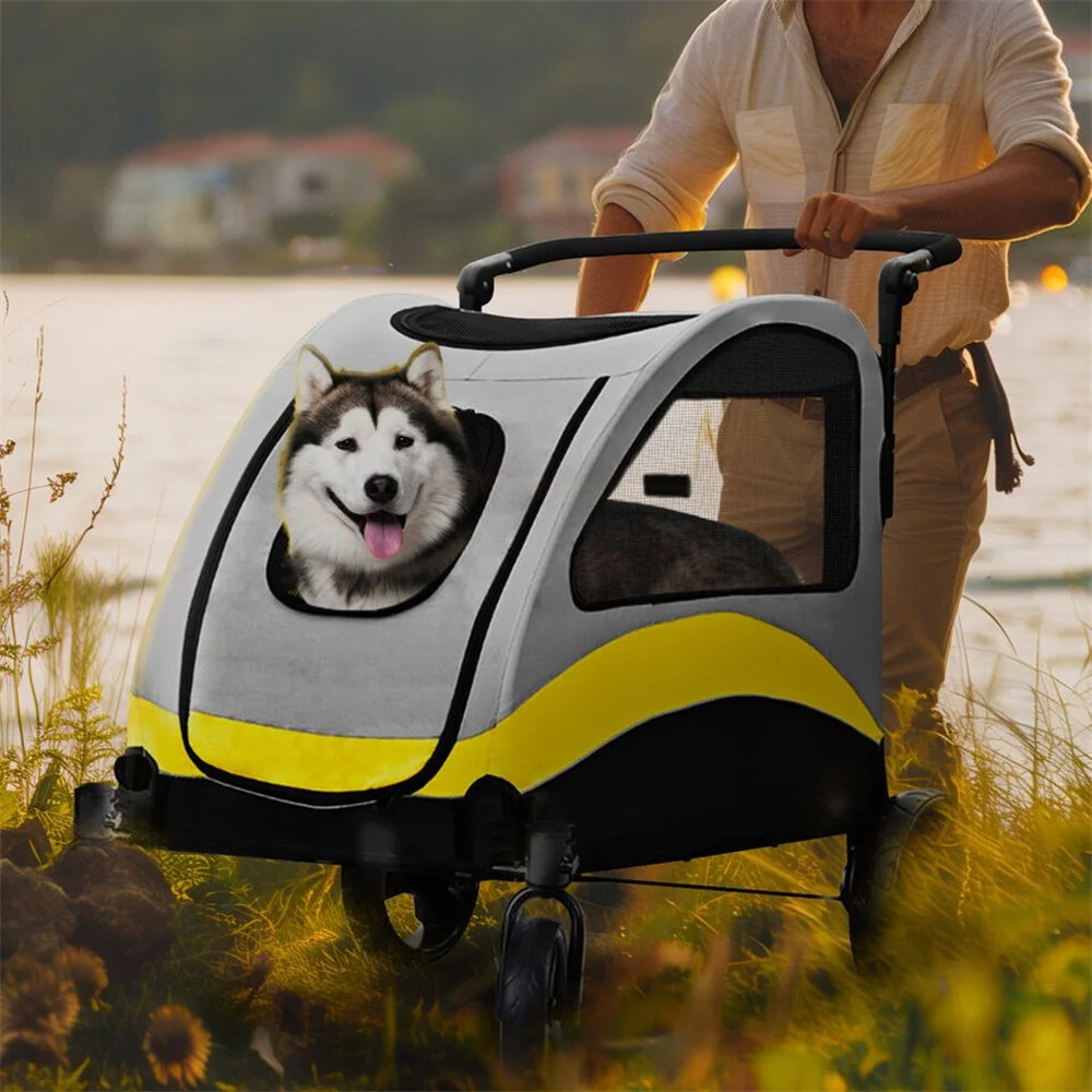 2-in-1 Folding Dog Stroller & Travel Car Seat for Small Dogs and Cats