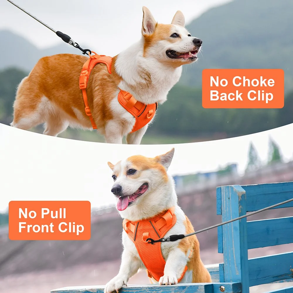 Adjustable No-Pull Reflective Dog Harness with Handle – Breathable Nylon Vest