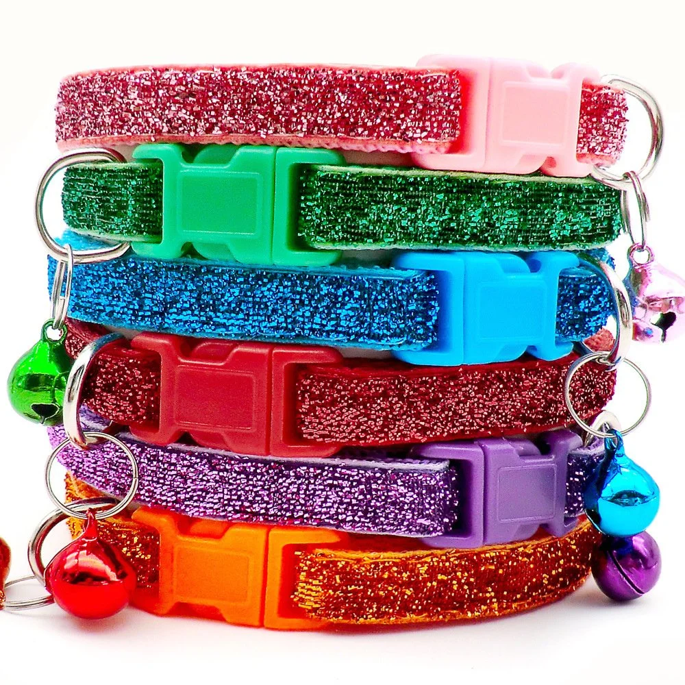 Adjustable Shiny Pet Collar with Bell