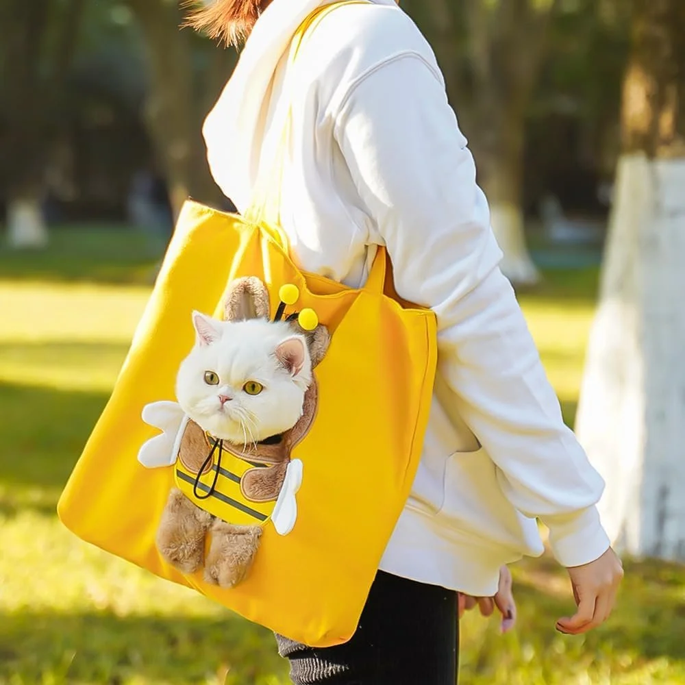 Cute Bee Cat & Dog Shoulder Travel Bag