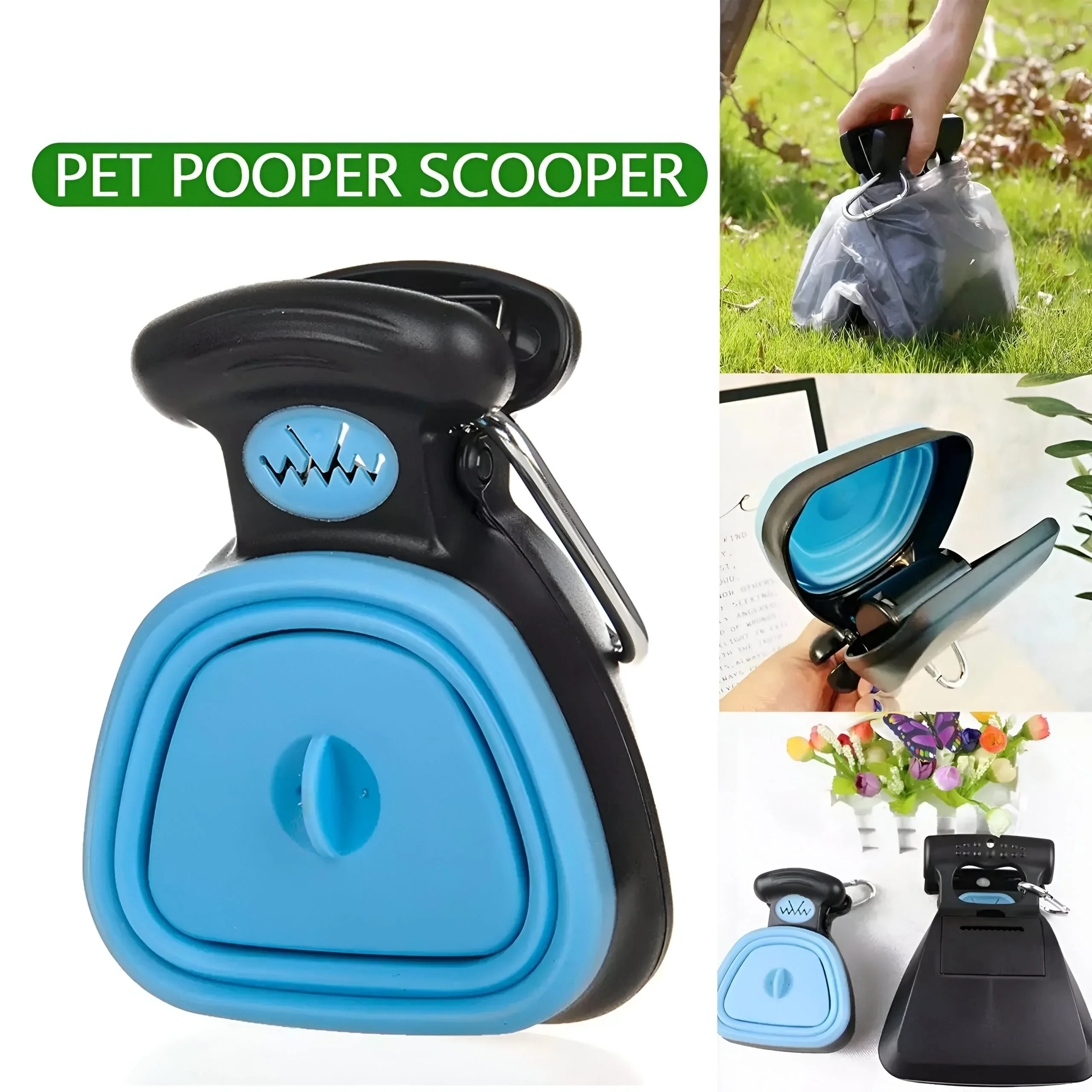 Foldable Pet Poop Scooper with Degradable Waste Bags for Easy Clean-Up