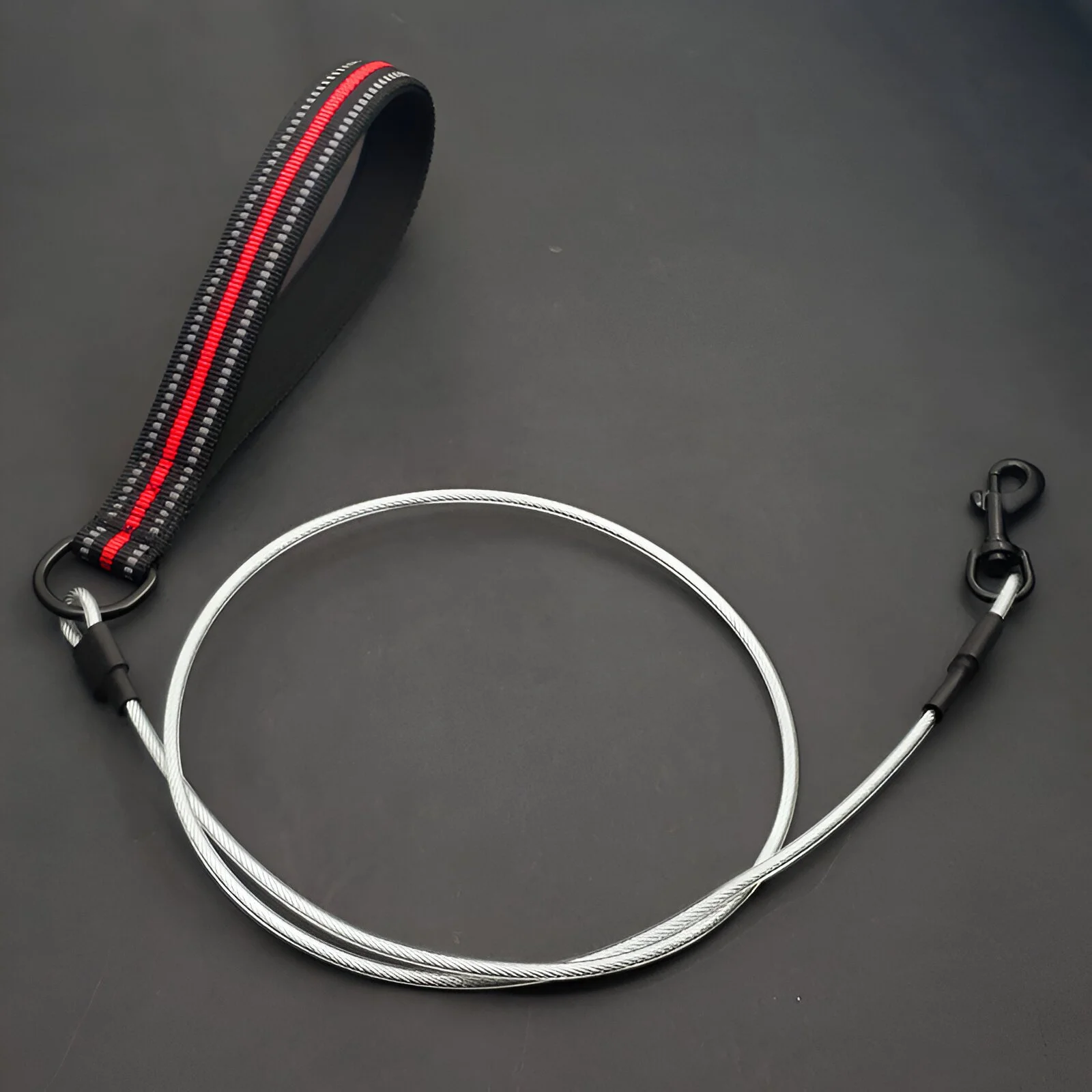 Steel Wire Dog Leash with Reflective Nylon and Padded Handle