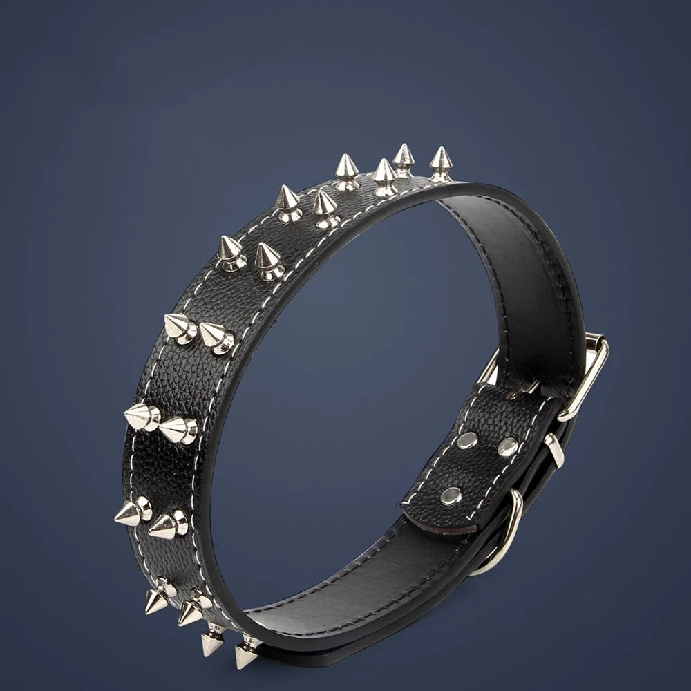 Heavy-Duty Punk Studded Dog Collar with Spikes for Medium & Large Dogs