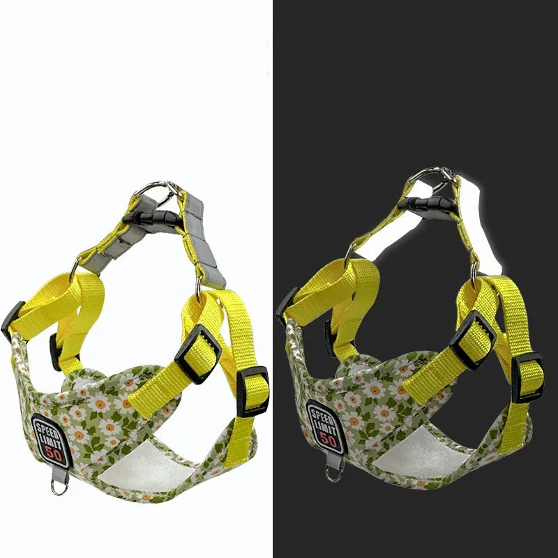 Flower Print X-Shaped Harness and Leash Set for Small Dogs and Cats