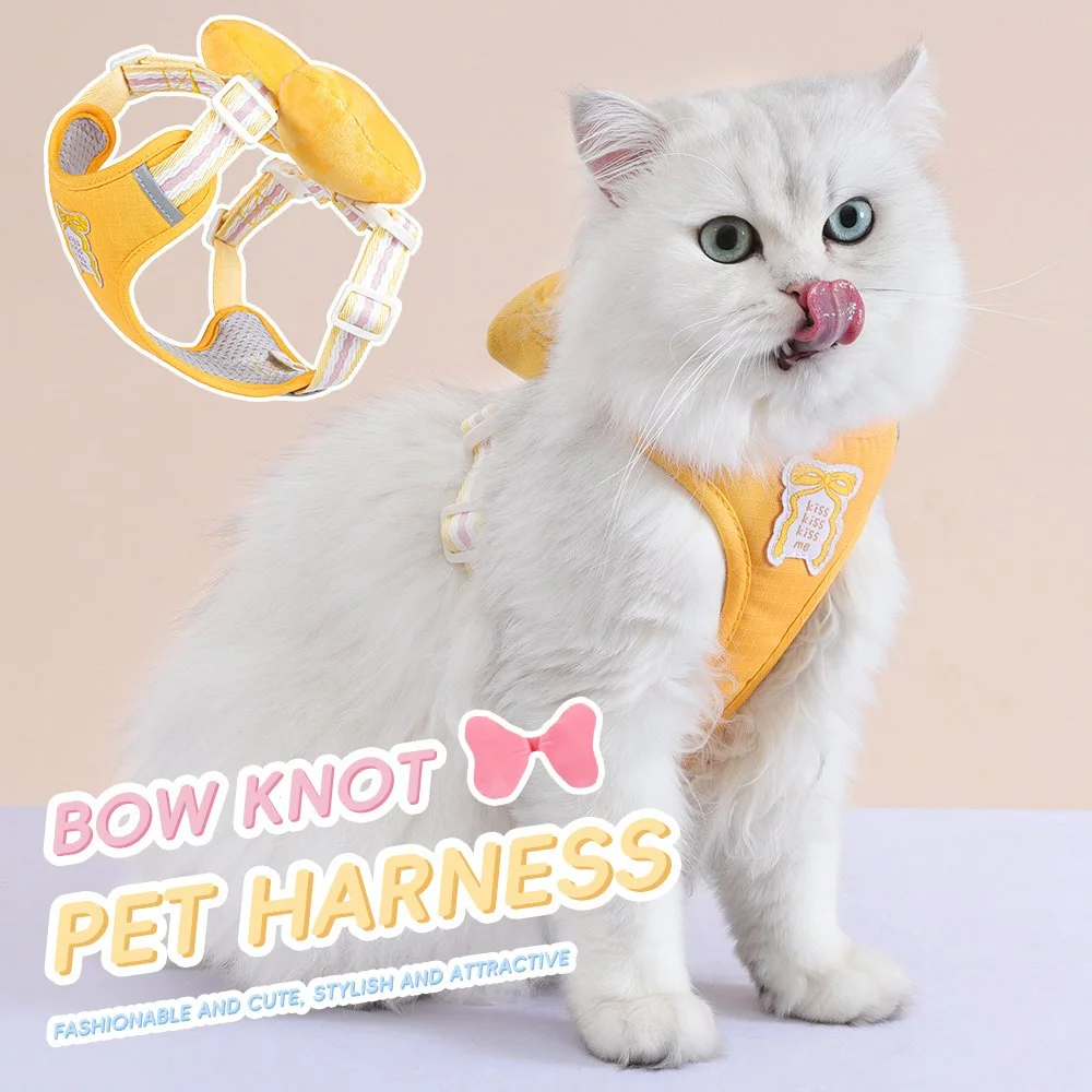 Adjustable Dog Harness with Bow – Breathable Escape-Proof Pet Vest