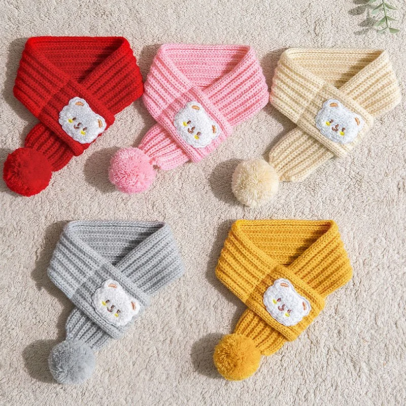 Cozy Knitted Dog Scarf – Warm Neck Wrap with Pom Ball