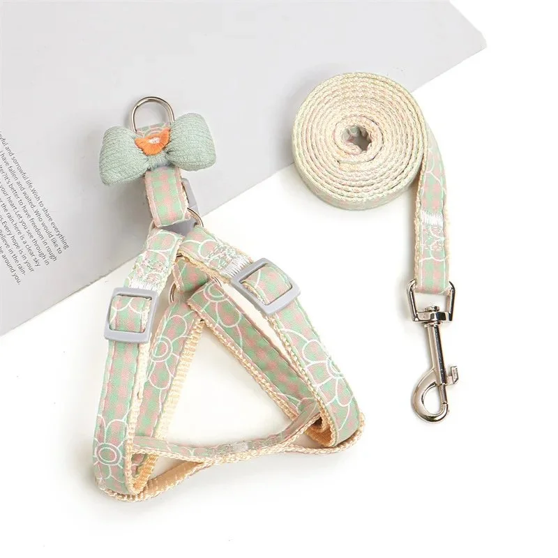 Bow Design Soft Padded Dog Harness & Leash Set for Small Pets