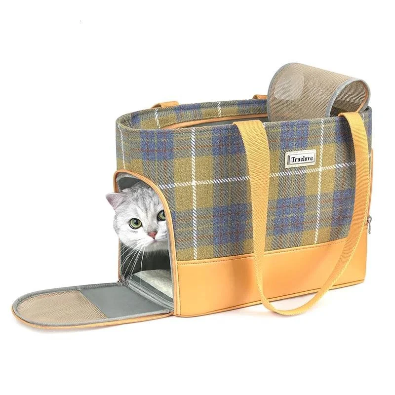 Cozy Ventilated Pet Travel Carrier Bag with Sherpa Lining & Safety Hook