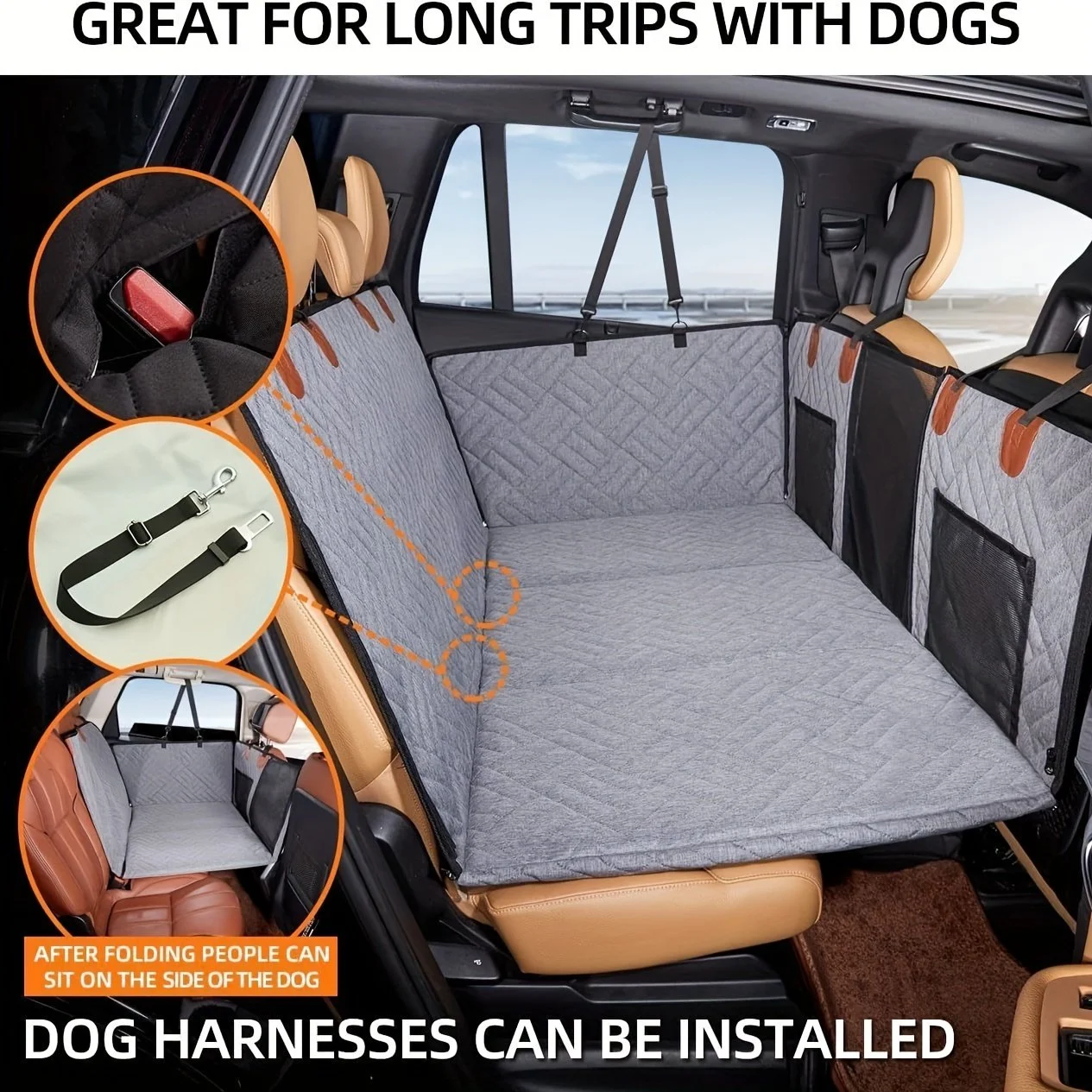 Waterproof Dog Car Seat Cover Hammock for Back Seat