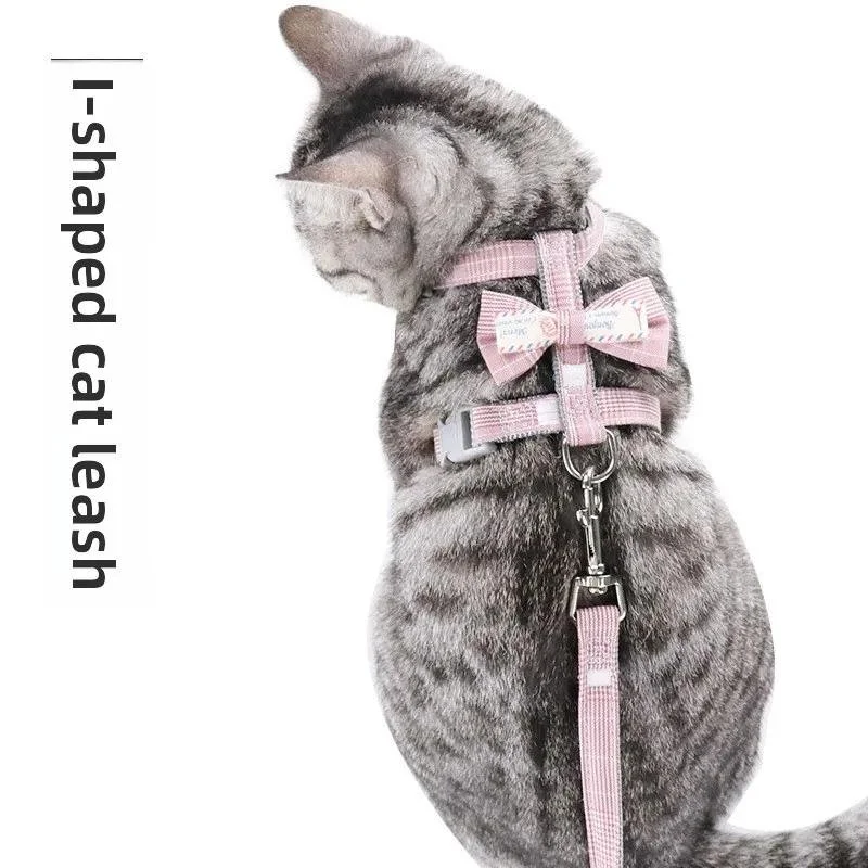 Bow Tie Cat Harness with Leash - Escape Proof Adjustable Vest for Cats