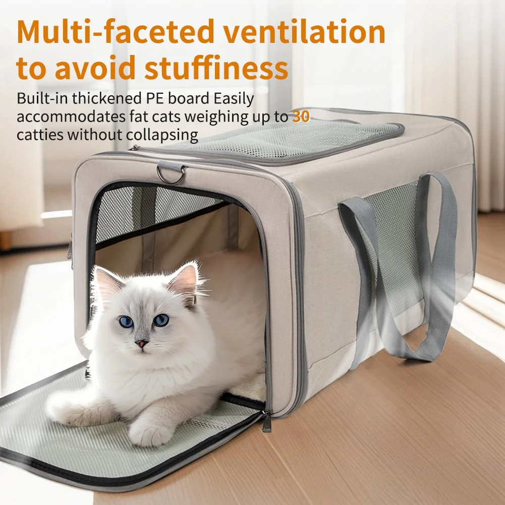 Dual Cat Trolley Carrier with Wheels - Spacious Pet Transport Bag