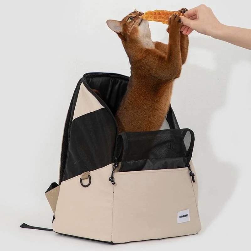 Lightweight Canvas Pet Backpack - Breathable Carrier for Cats