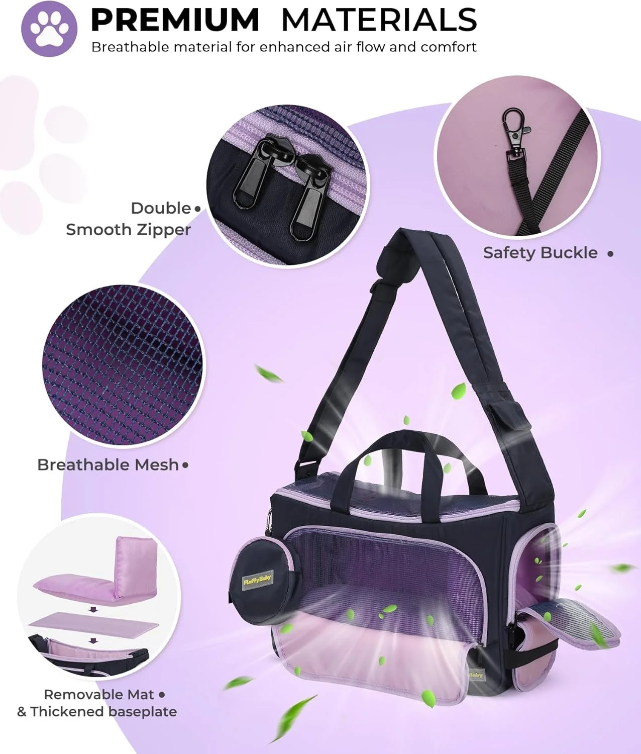 Large Capacity Pet Carrier Bag with Breathable Mesh for Travel