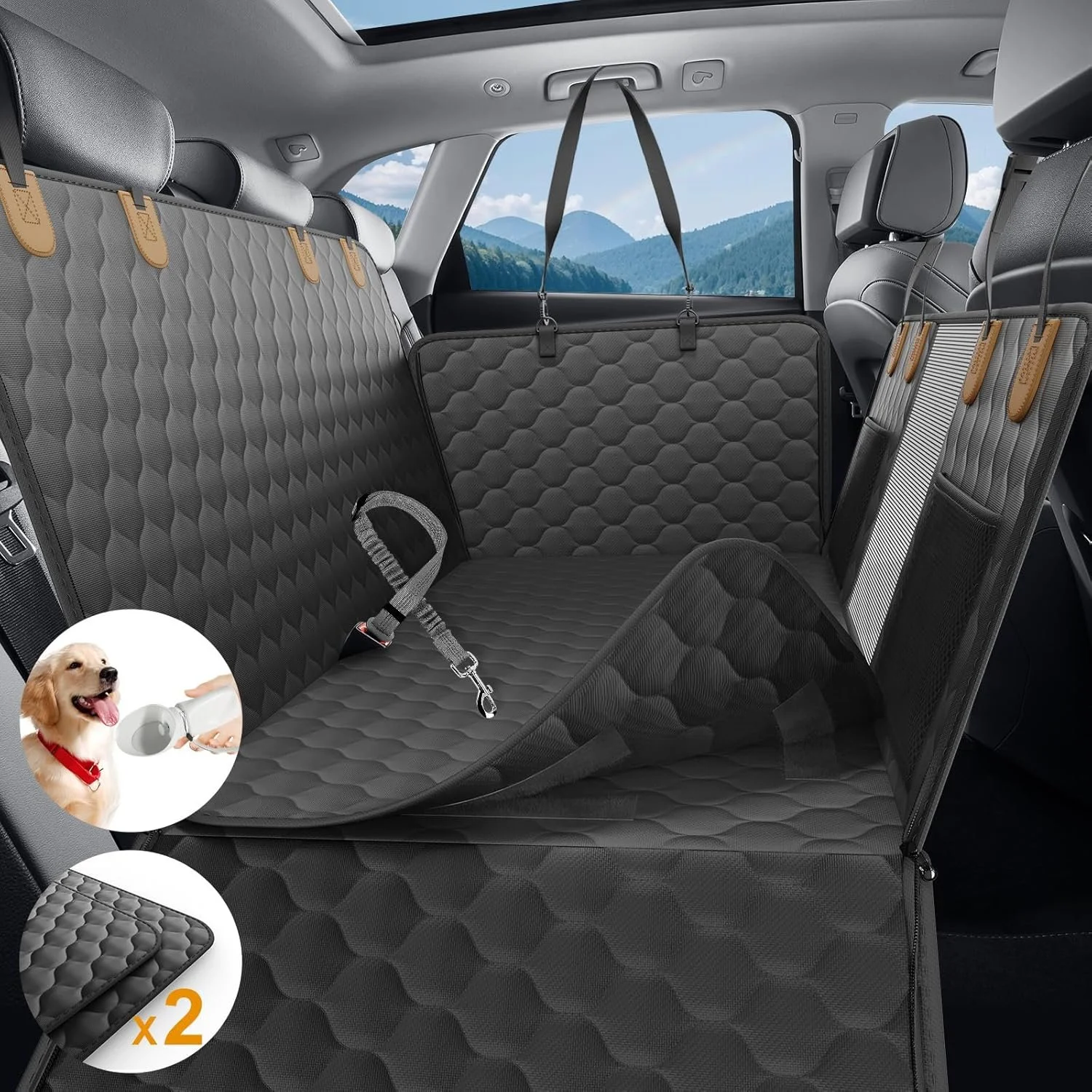 Waterproof Foldable Dog Car Seat Hammock & Back Seat Protector