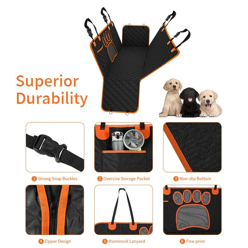 Waterproof Dog Car Seat Cover Hammock for Back Seat Protection