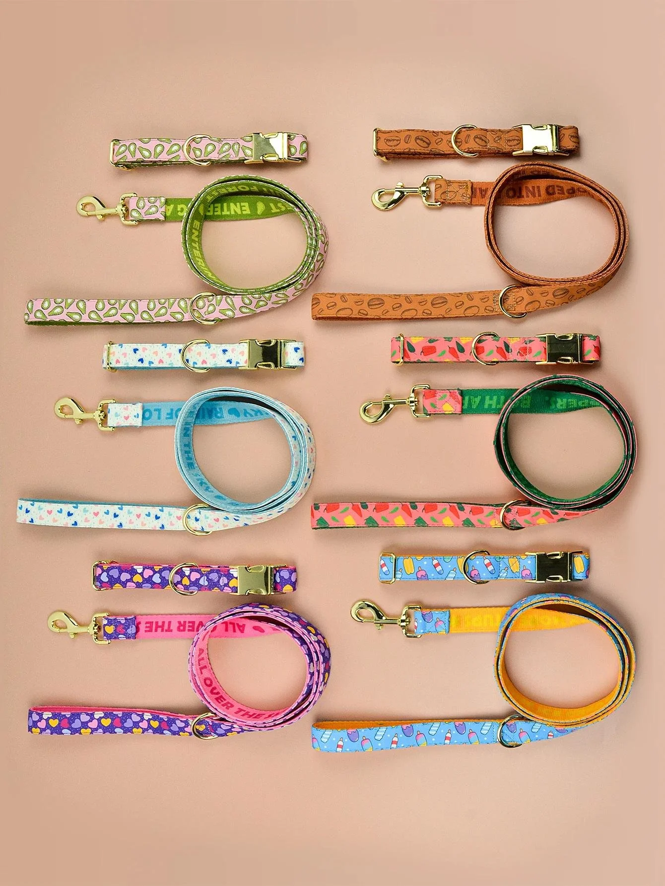 Colorful Adjustable Dog Collar and Leash Set