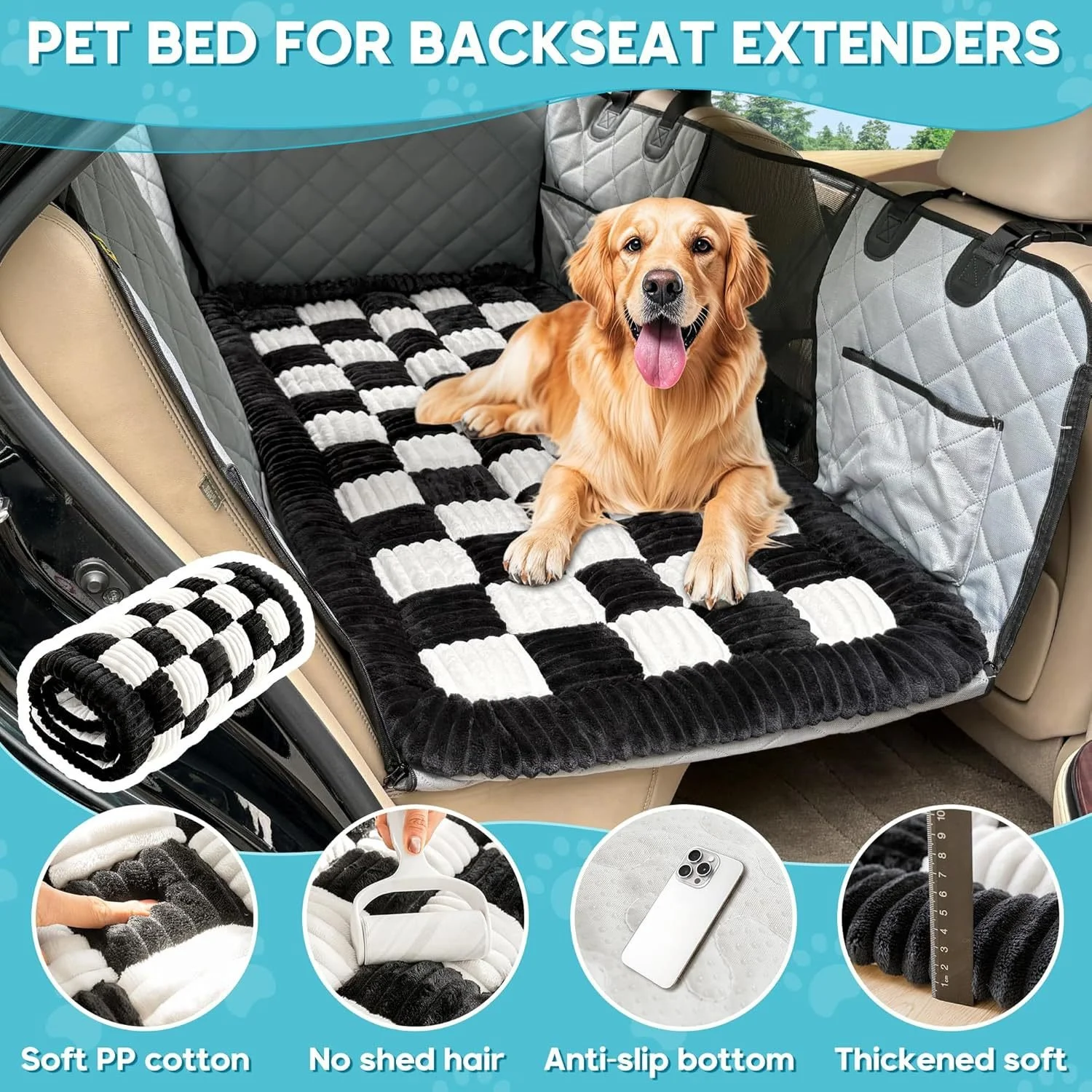 Plush Car Seat Cushion & Pet Bed for Medium Dogs