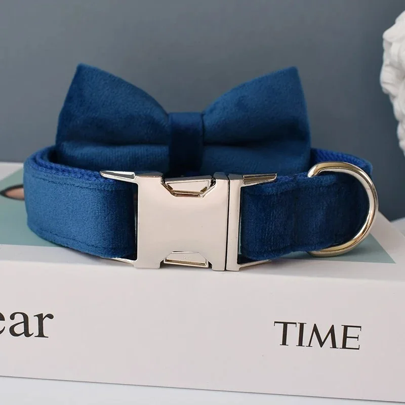 Velvet Cotton Dog Collar with Metal Parts – Small to Extra Large Sizes
