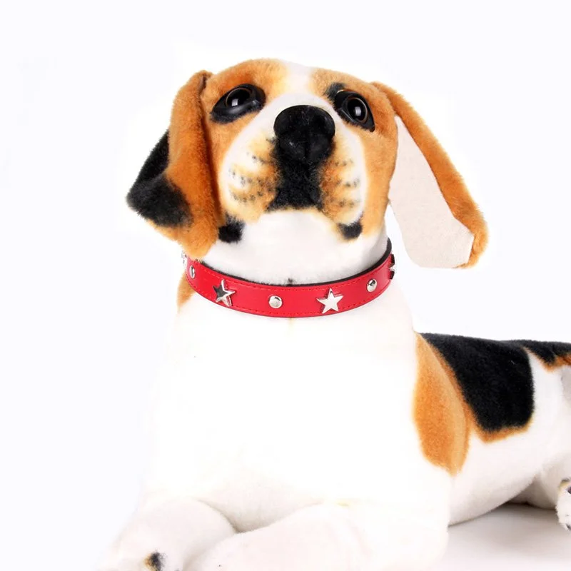 Star Studded Leather Dog & Cat Collar - Stylish Pet Neck Strap