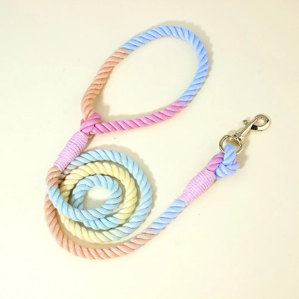Hand-Woven Gradient Cotton Dog Leash for Training & Outdoor Walks