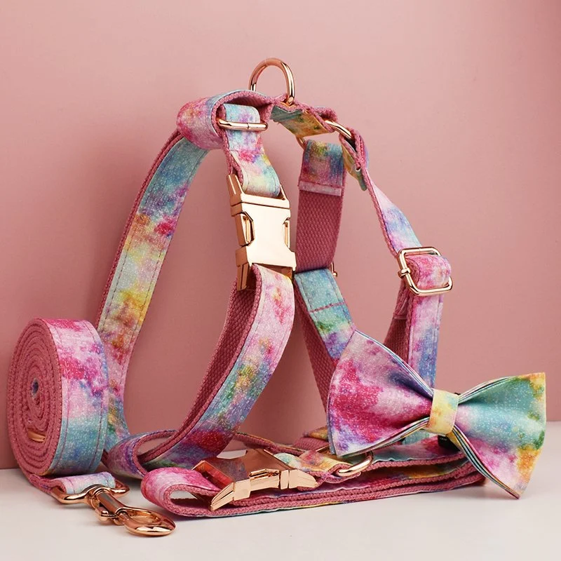 Dog Collar and Leash Set with Adjustable Harness
