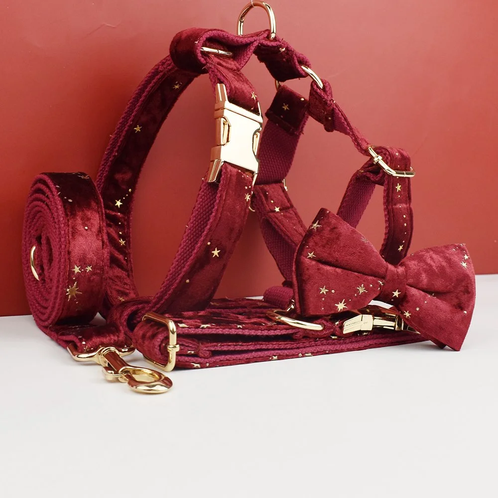 Luxury Floral Dog Collar, Leash, Harness & Bow Set – Fashion Pet Accessories