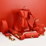 Red Velvet Dog Collar and Leash Set