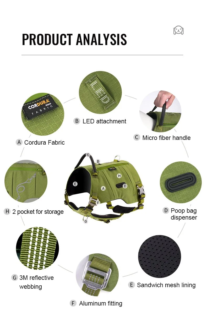 Adjustable Full Body Dog Harness Backpack with Tactical Handle for Outdoor Adventures
