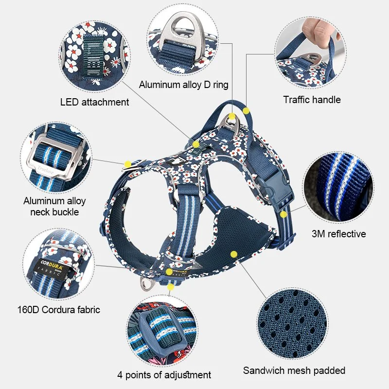 Durable Reflective Pet Harness with Adjustable Fit and Aluminum Buckle