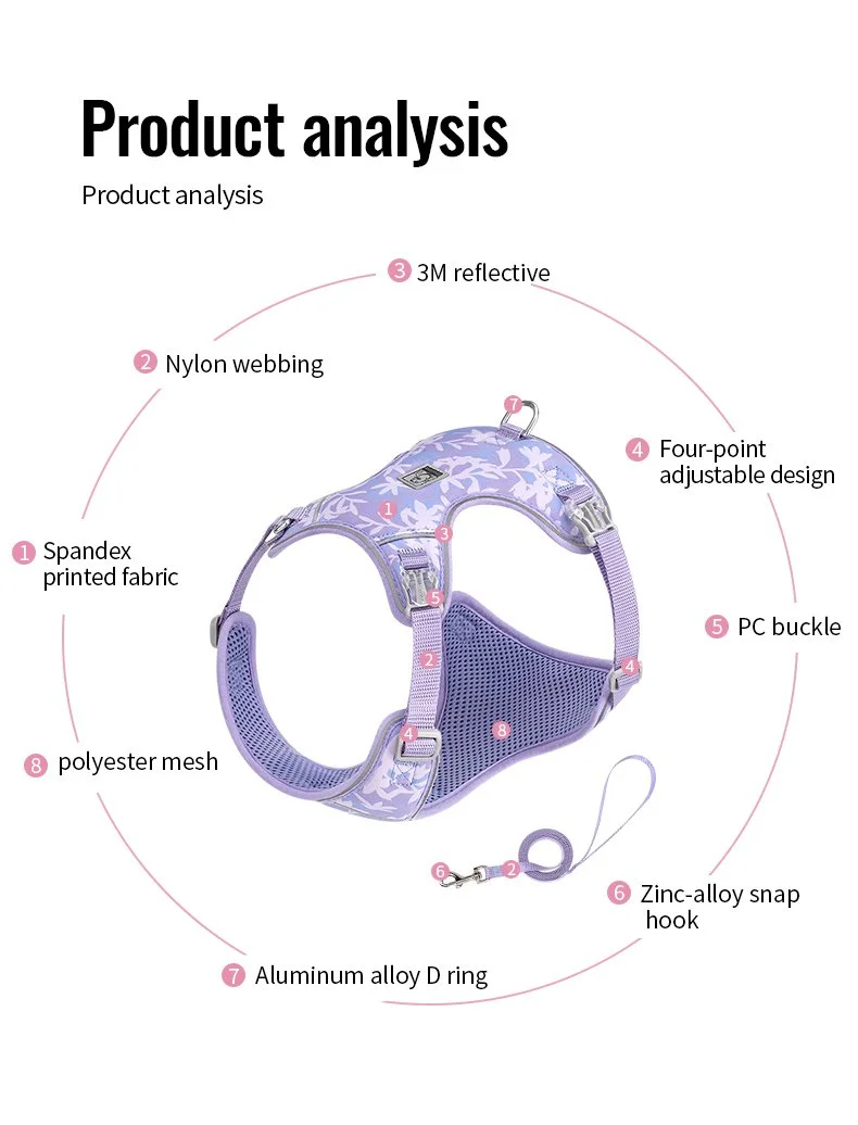 Ultra-Lightweight Breathable Reflective Dog Harness and Leash Set for Training