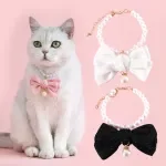 Elegant Pet Pearl Bow Necklace – Princess Style Collar for Cats & Puppies