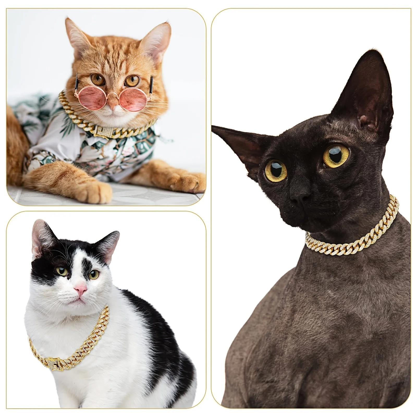 Luxury Jeweled Cuban Chain Pet Collar for Dogs & Cats