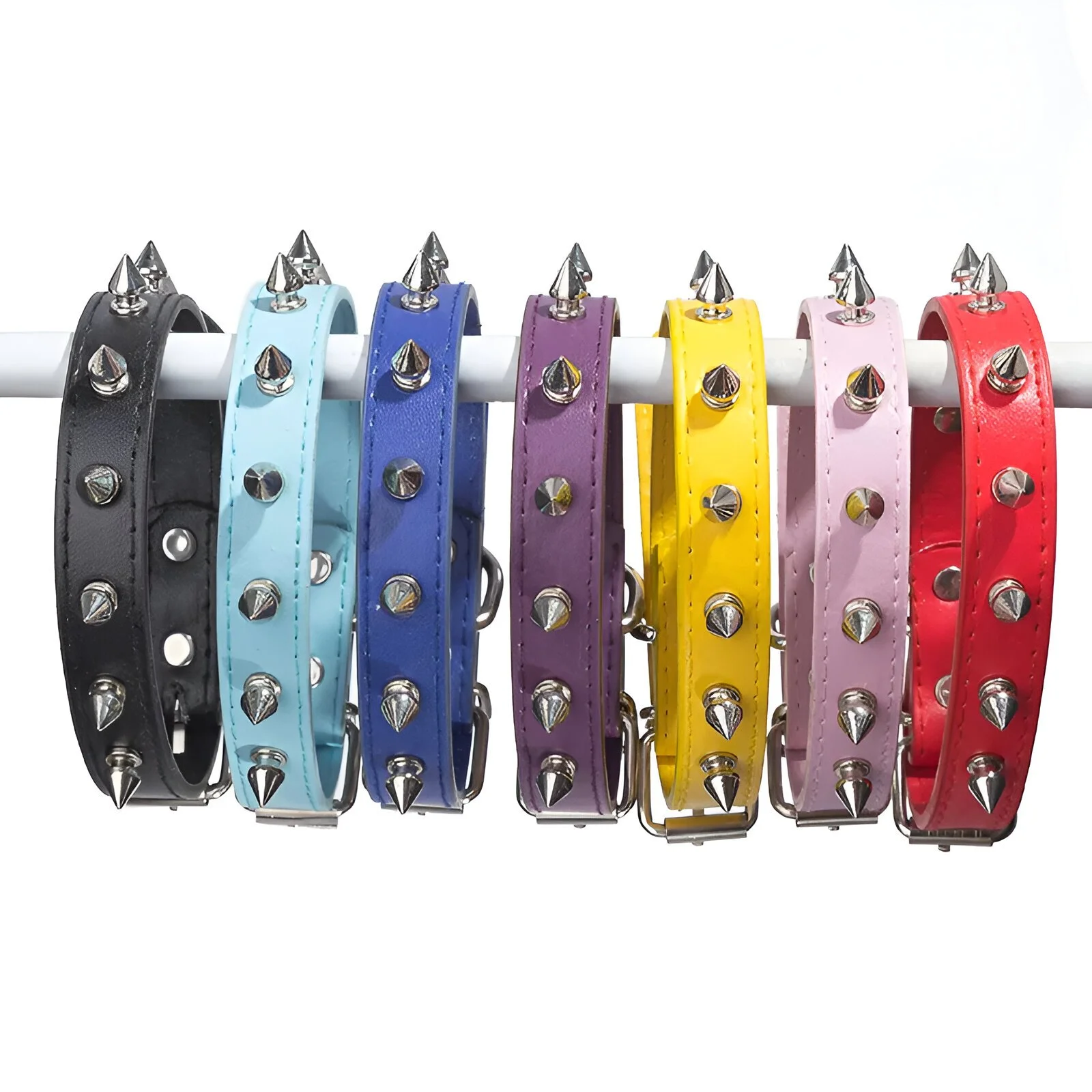 Spiked Studded PU Leather Dog Collar with Rivets for Small to Large Pets