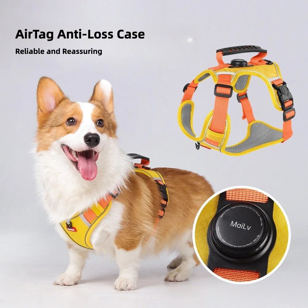 No-Pull Reflective Dog Harness Vest with Leash – Tracker-Ready, Breathable & Adjustable