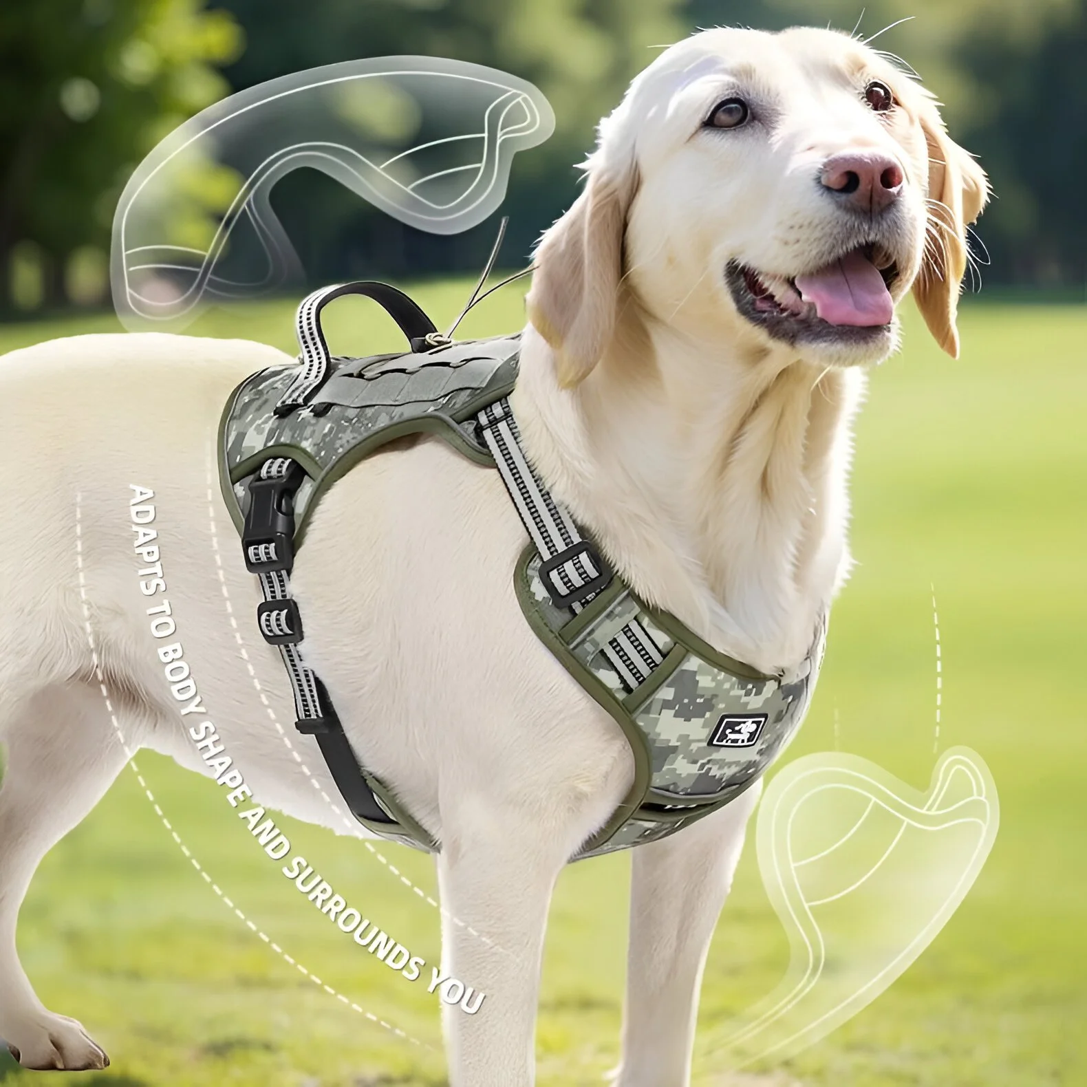 Tactical No-Pull Dog Harness with Handle for Large Breeds