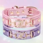Colorful Princess Dog Collar with Jewel Buckle for Small & Medium Pets