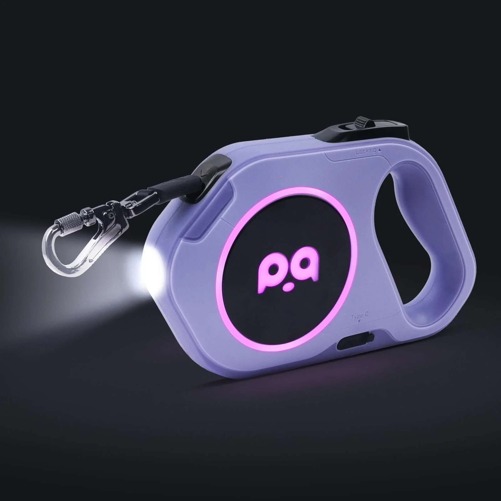 Rechargeable LED Retractable Dog Leash with 16 ft Auto Extension