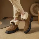 Women’s Wool-Lined Ankle Snow Boots with Zipper and Mid Heel