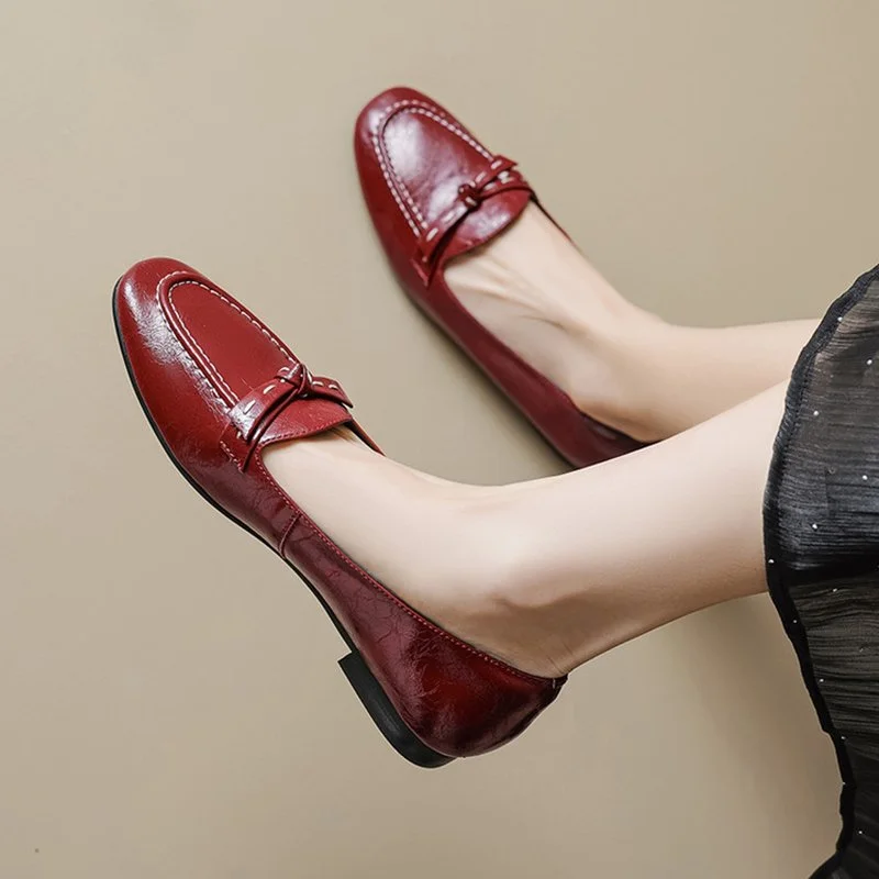 Women’s Soft Slip-On Loafers with Bow-Knot and Low Heel – Casual Spring Pumps