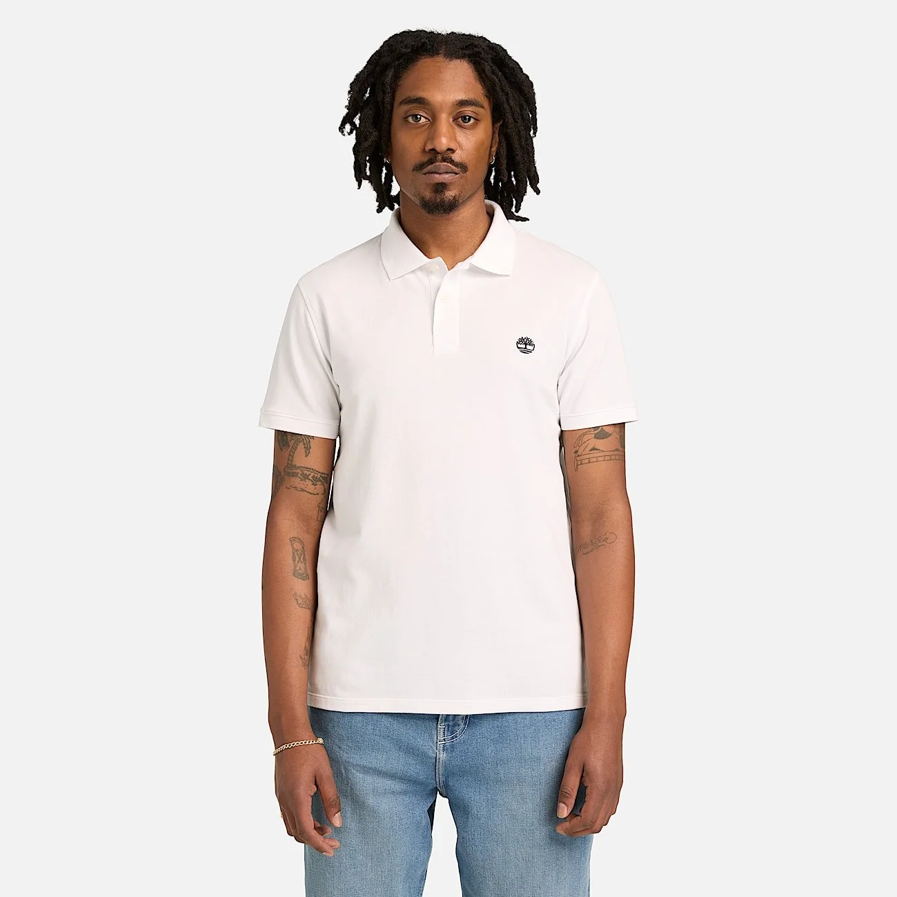 Timberland Men’s White Stretch Slim-Fit Polo Shirt