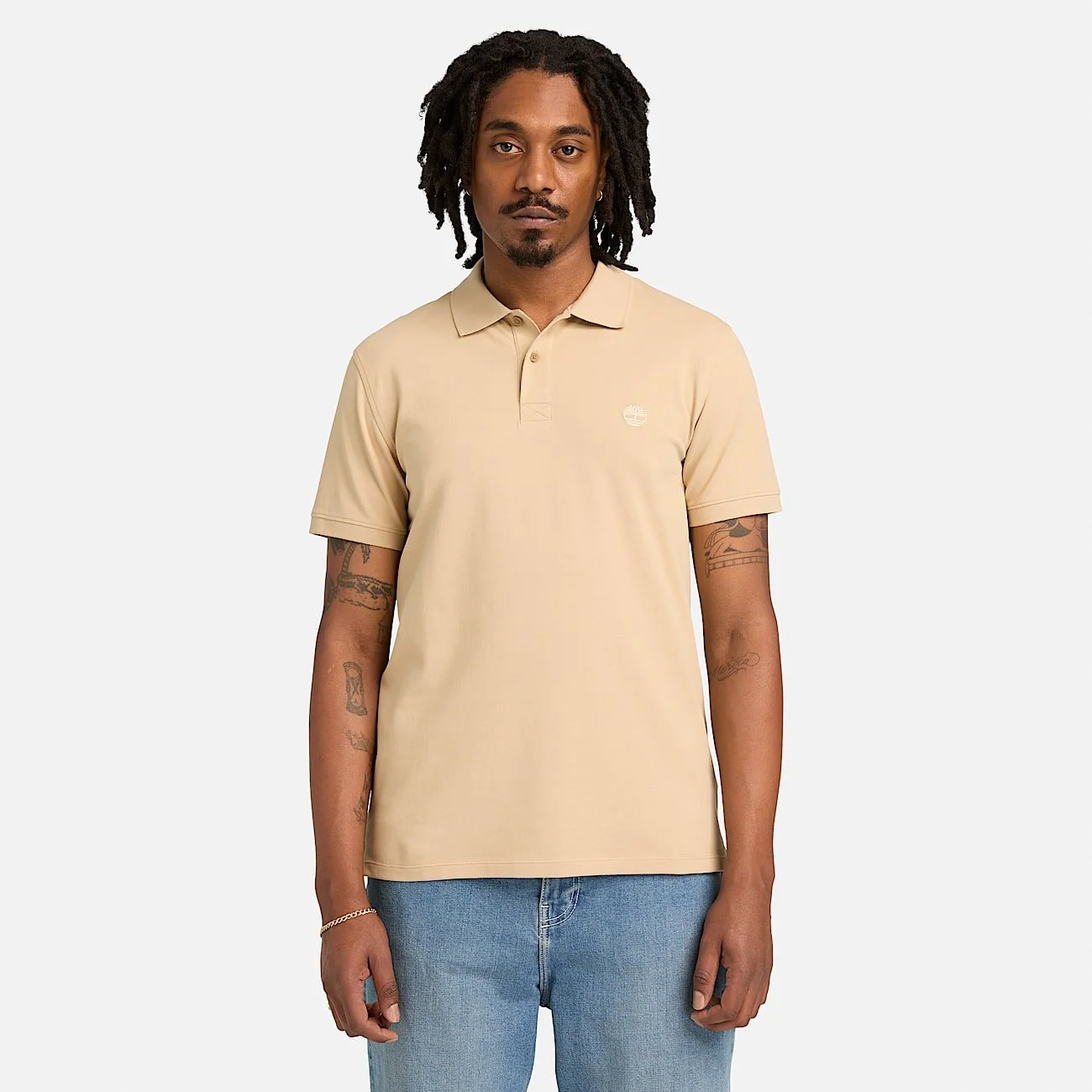 Timberland Men’s Beige Stretch Cotton Slim Fit Polo