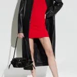 Diesel Women’s Red Ribbed Turtleneck Mini Dress