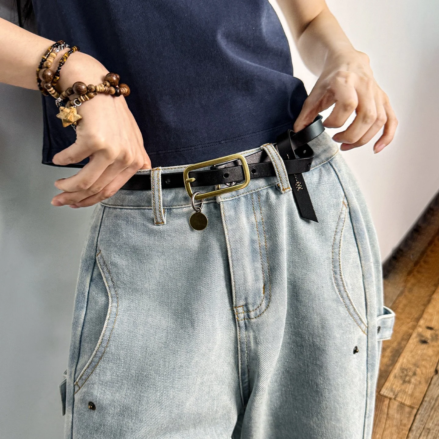 Vintage Slim Genuine Leather Jeans Belt for Women