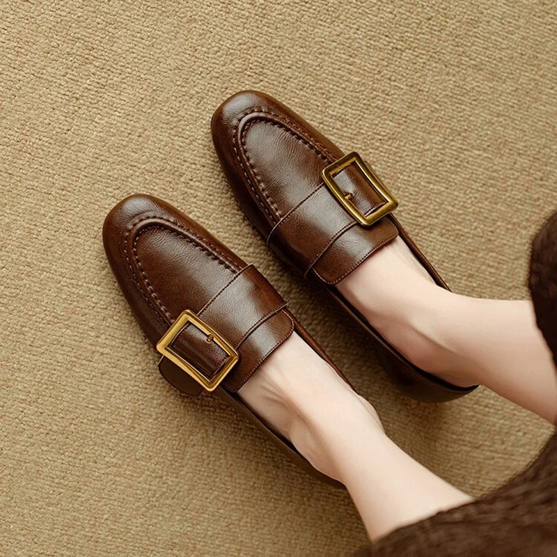 Women’s Leather Loafers with Buckle