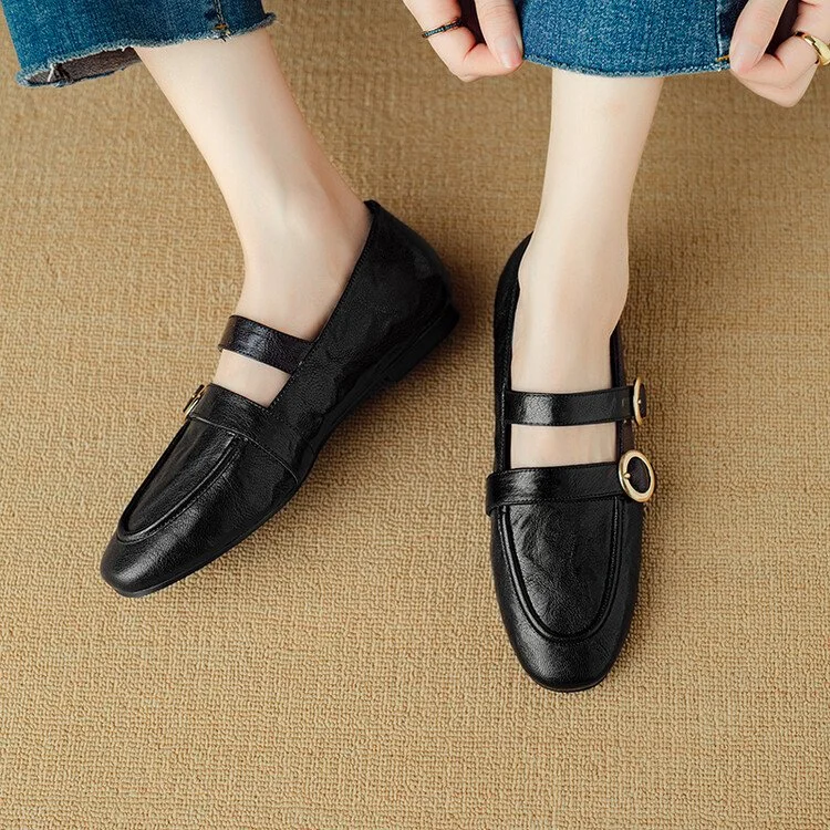 Women’s Genuine Leather Loafers with Buckle