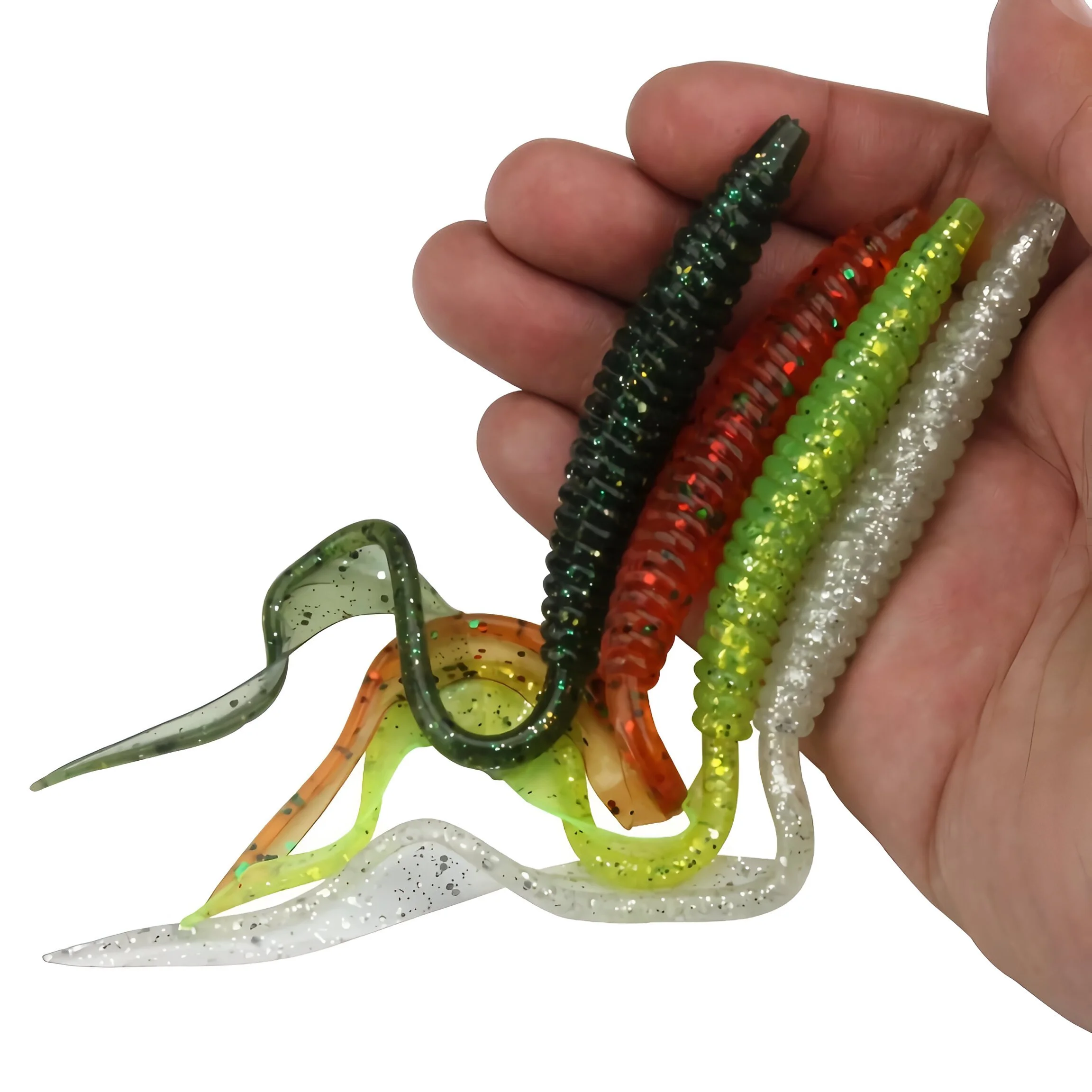 Soft Silicone Worm Lures - 13-18cm Long Tail, 4 Colors, Fishing Bait