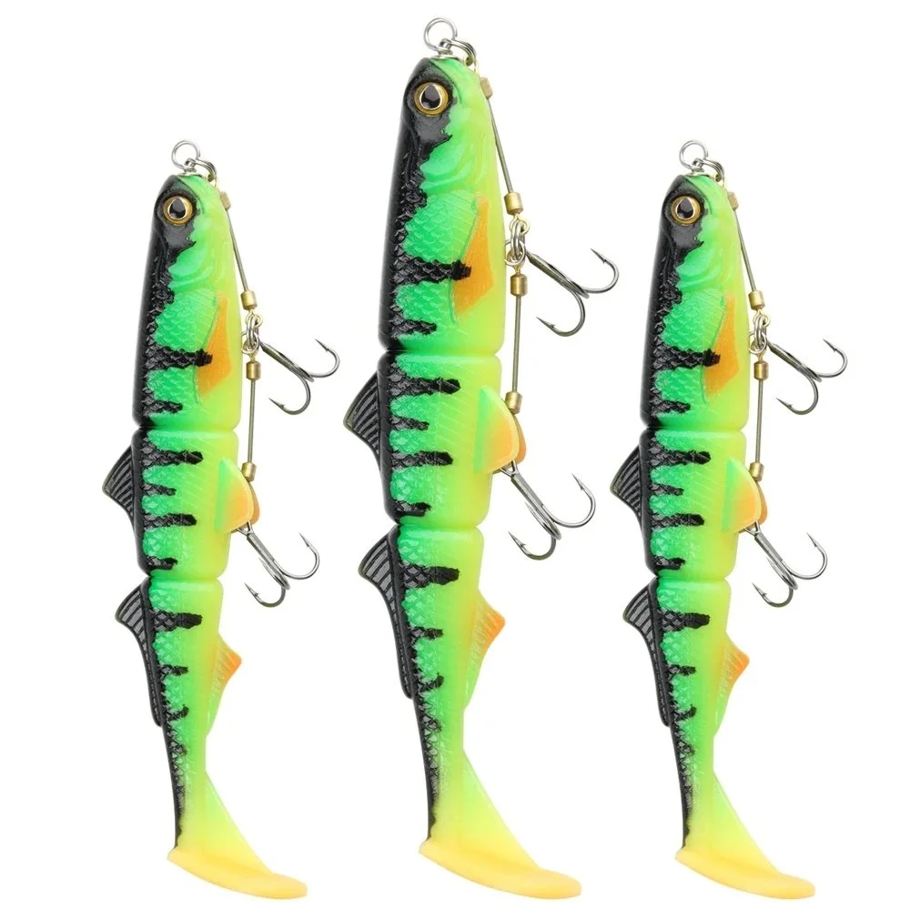Pike Stinger Rig with 3-Jointed Soft Plastic Lures Swimbait for Big Game Fish