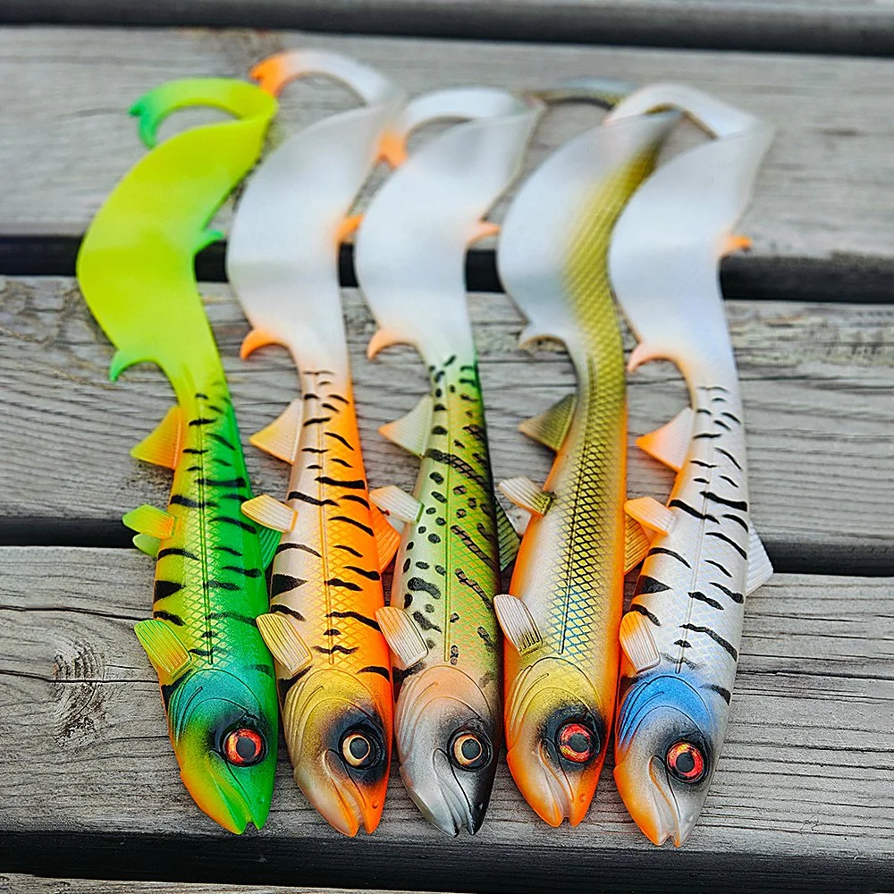 Soft Swimbait Fishing Lure with Long Wavy Tail for Big Pike