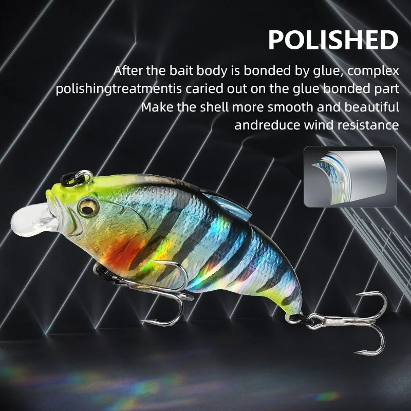 Vibration Bait Fishing Lure – 71mm 10g Wobbler with 3D Fish Eyes & Treble Hooks